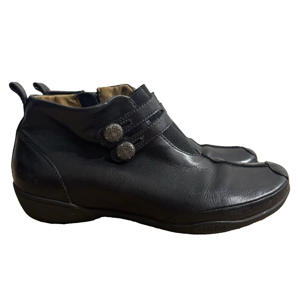 Taos Ovation Boots Women's 9 Black Leather Flat Ankle Booties Boho Lagenlook